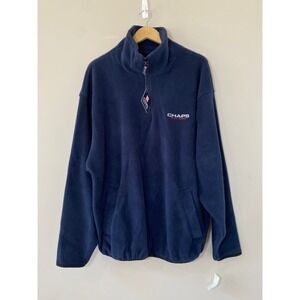 Chaps Ralph Lauren Vintage NWT Mens Navy Blue Quarter Zip Fleece Pullover XL NEW